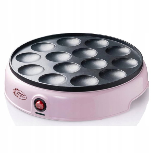 BESTRON POFFERTJES MAKER 14 ZAGŁĘBIEŃ NIEPRZYWIERAJĄCA RETRO 800W RÓŻOWY