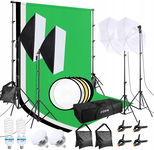 PROFESJONALNY ZESTAW DO FOTOGRAFOWANIA STATYW SOFTBOX TŁO LAMPA PARASOLKI