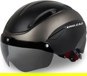 KASK ROWEROWY REGULOWANY 56-62CM M/L MTB MIEJSKI OKULARY CZARNY WYGODNY