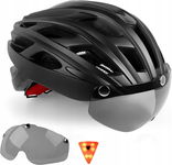 KASK ROWEROWY REGULOWANY 57-61CM M/L MTB WBUDOWANE ŚWIATŁO LED OKULARY