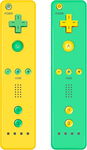 2 SZTUKI KONTROLER KONSOLI WII REMOTE ZIELONY ŻÓŁTY Z SILIKONOWYM ETUI