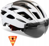 KASK ROWEROWY REGULOWANY 57-61CM M/L MTB WBUDOWANE ŚWIATŁO LED OKULARY