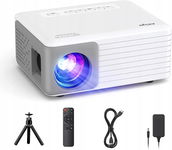 PROJEKTOR AKIYO MINI LED BIAŁY PILOT, STATYW, KINO DOMOWE DLA KAŻDEGO