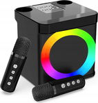 MASZYNA GŁOŚNIK KARAOKE Z 2 MIKROFONY BEZPRZEWODOWE BLUETOOTH TF/USB AUX
