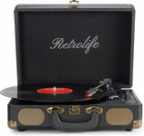 Gramofon Retrolife GRAMOFON VINTAGE RETRO WALIZKOWY 3-BIEGOWY CZARNY