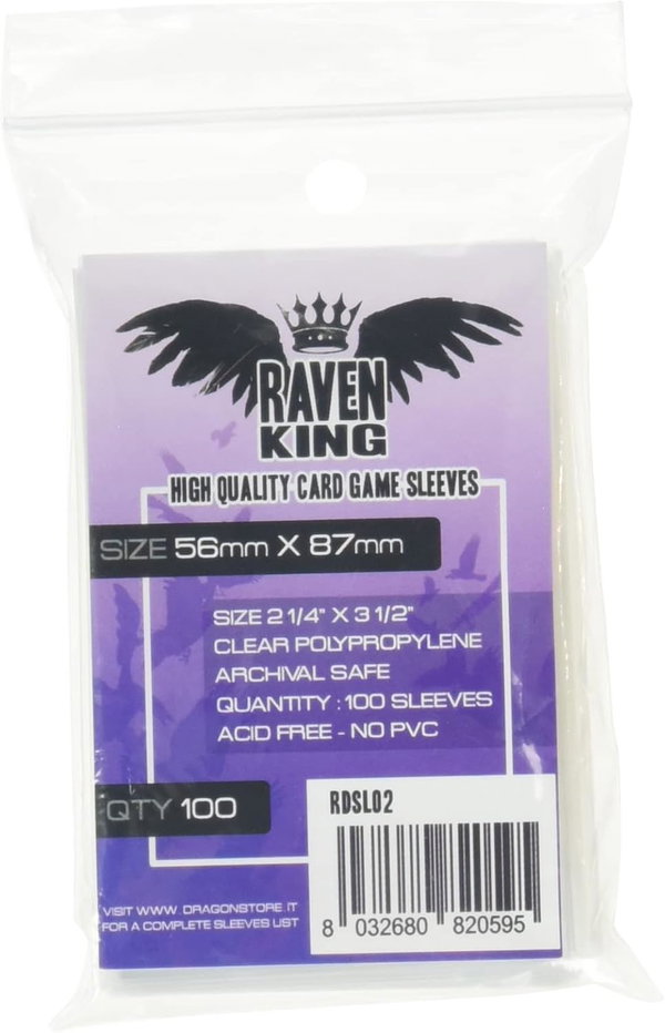 RAVEN KING KOSZULKI NA KARTY 100 SZTUK 56 X 87 MM