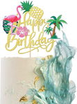 BROKATOWY TOPPER URODZINOWY TROPICAL HAPPY BIRTHDAY
