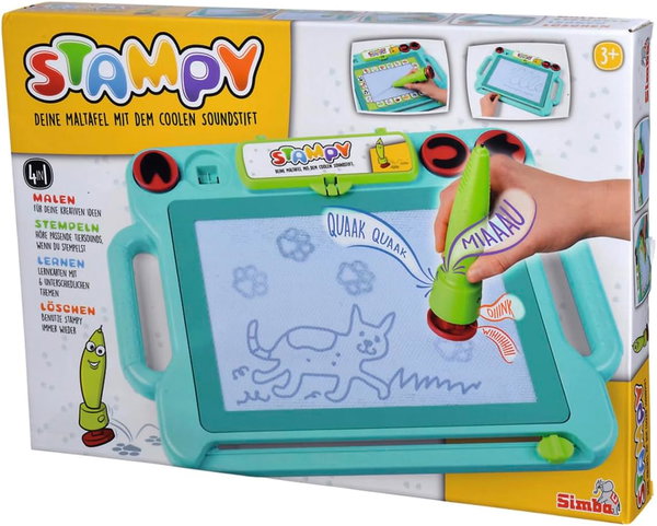 SIMBA 4 W 1 MAGNETYCZNA TABLICA RYSUNKOWA ZNIKOPIS STEMPLE DŹWIĘKI
