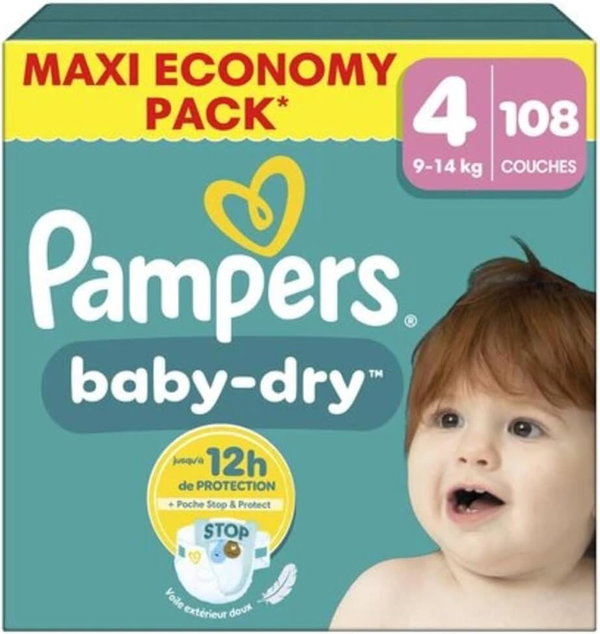 PAMPERS BABY DRY ROZM.4 MEGA PAKA 108 SZTUK 9-14 KG