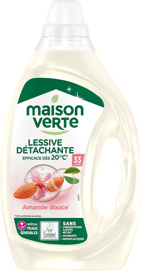 MAISON VERTE MIGDAŁOWY PŁYN DO PRANIA 1485 ML 33 PRANIA DLA SKÓRY WRAŻLIWEJ