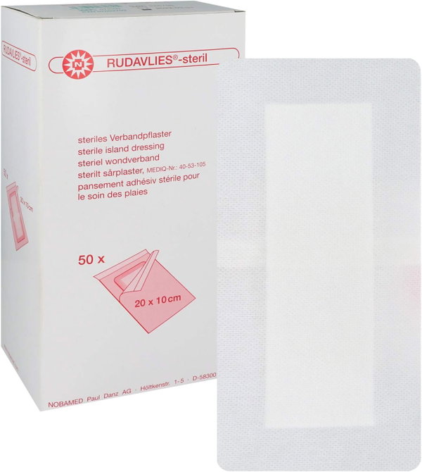 NOBA RUDAVLIES OPATRUNKI WYSPOWE STERYLNE 20 X 10 CM ZESTAW 50 SZTUK