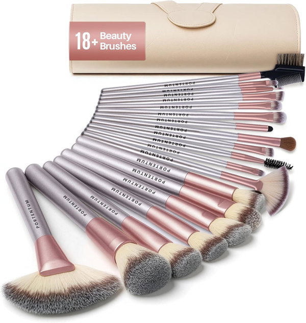 PORTENTUM ZESTAW PĘDZLI DO MAKIJAŻU 18 SZTUK W ETUI KABUKI PREMIUM