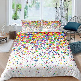HOMEWISH DELIKATNA JEDNOSTRONNA POŚCIEL W KOLOROWE KÓŁKA  155X220 / 80X80