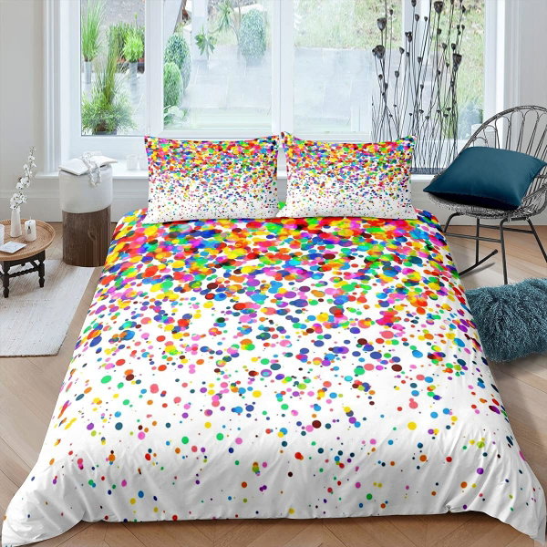 HOMEWISH DELIKATNA JEDNOSTRONNA POŚCIEL W KOLOROWE KÓŁKA  155X220 / 80X80