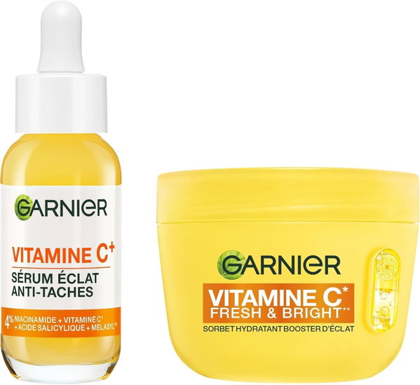 GARNIER ZESTAW ROZJAŚNIAJĄCY I NAWILŻAJĄCY SERUM+KREM WITAMINA C 4%