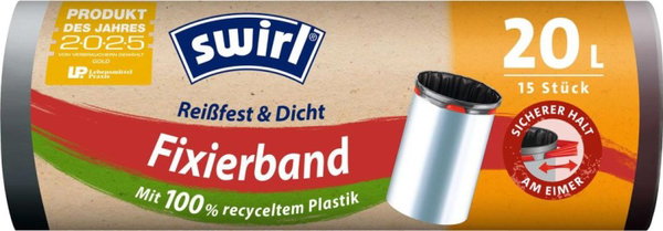 SWIRL WORKI NA ŚMIECI Z TAŚMĄ MOCUJĄCĄ 20L 15 SZTUK