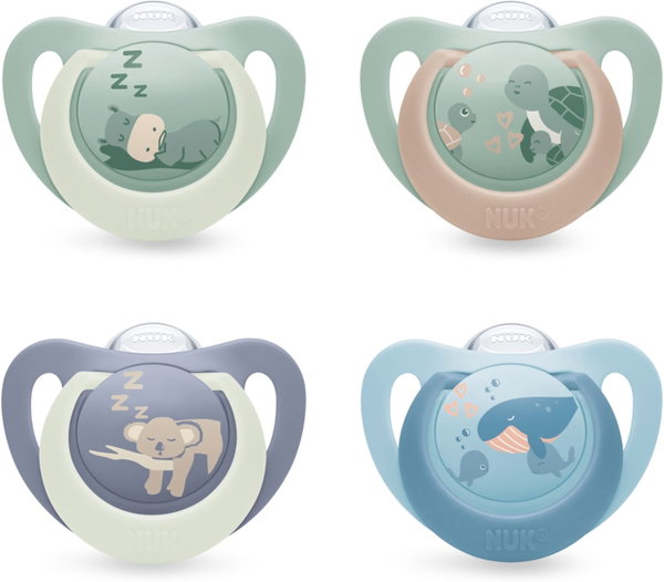 NUK FIRST CHOICE ZESTAW SMOCZKÓW SILIKONOWYCH 18-36M ŚWIECĄ W CIEMNOŚCI