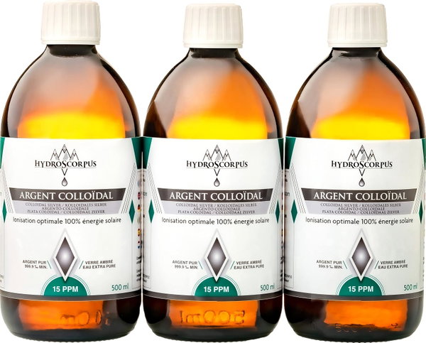 HYDROSCORPUS ARGENT COLLOIDAL SREBRO KOLOIDALNE 15 PPM 3 X 500 ML