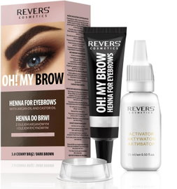 REVERS COSMETICS HENNA DO BRWI Z OLEJEM ARGANOWYM ZESTAW 3.0 CIEMNY BRĄZ