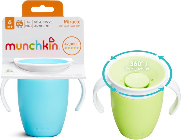 MUNCHKIN MIRACLE 360 KUBEK NIEKAPEK Z UCHWYTAMI 6M+ 207ML 2 SZTUKI
