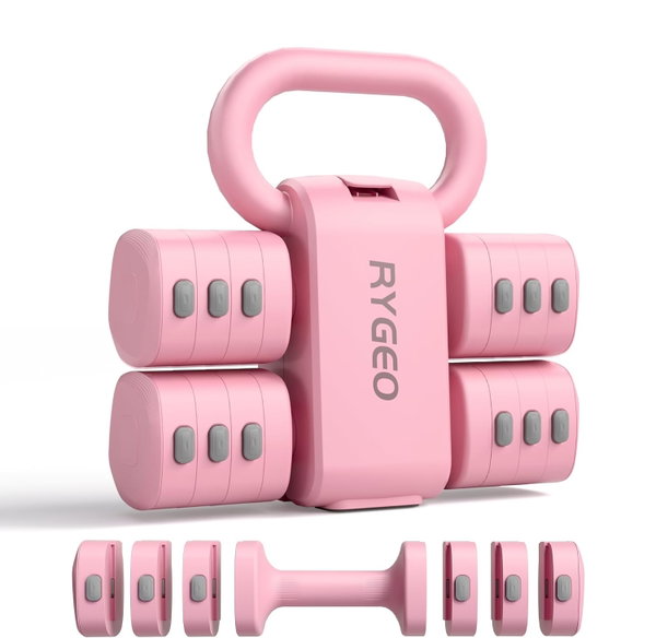 RYGEO 2W1 HANTLE REGULOWANE + KETTLEBELL DO ĆWICZEŃ SIŁOWYCH 2,5-5,5 KG