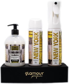 GLAMOUR PERFUME ZESTAW DO DOMU NEW YORK 2X ODŚWIEŻACZ 300 ML + MYDŁO 500 ML