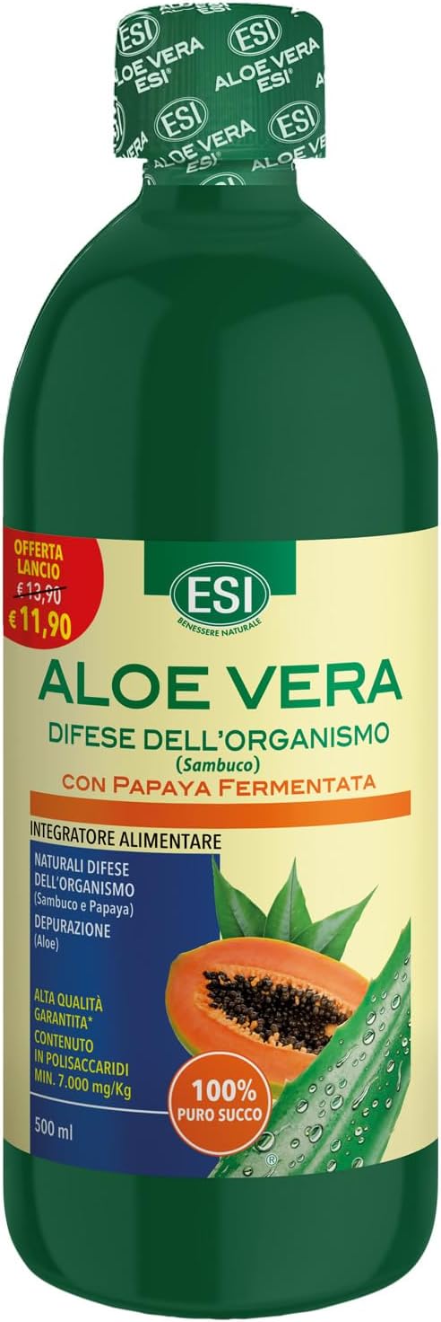 ESI ALOE VERA SOK NATURALNY Z PAPAJĄ I CZARNYM BZEM 500 ML
