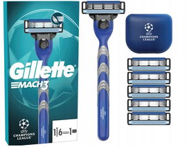 GILLETTE MACH3 maszynka do golenia + 6 ostrzy + etui Champions league