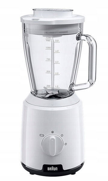Blender Kielichowy szklany 2 prędkości 600W Biały Braun JB1050WH (P)