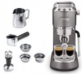 Ciśnieniowy Ekspres kolbowy do kawy spieniacz SLIM DeLonghi EC885.GY (P)