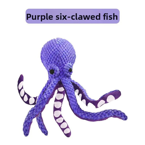 Piszcząca pluszowa zabawka dla psa w kształcie ośmiornicy – Purplesixclawedfish