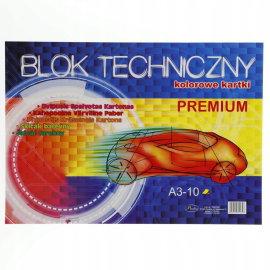 Blok techniczny kolorowy A3 PREMIUM 10 ark. Protos