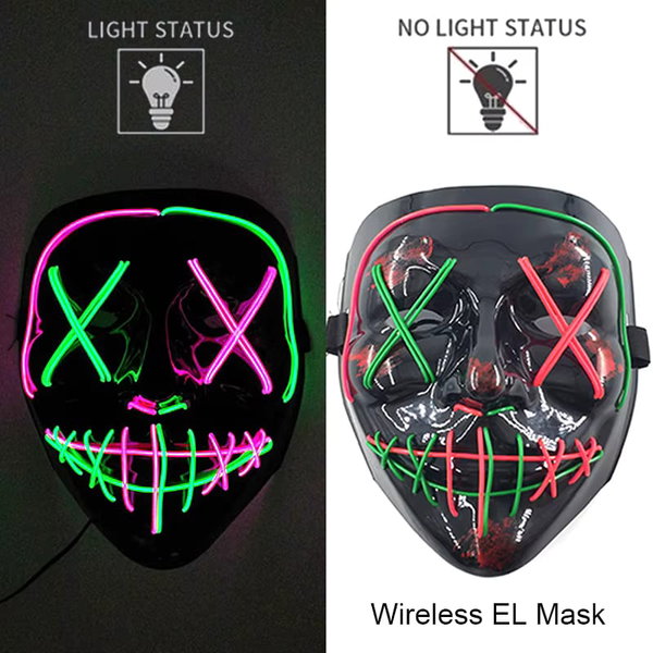 Maska LED neonowa straszna żółta – style 2
