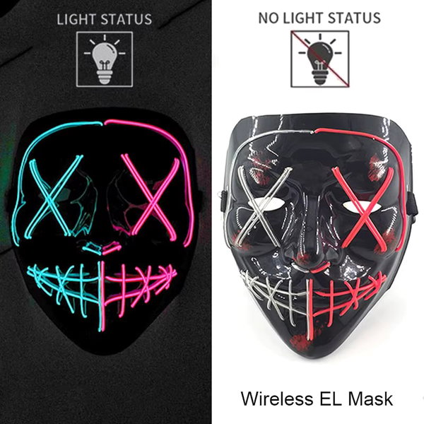 Maska LED neonowa straszna żółta – style 3