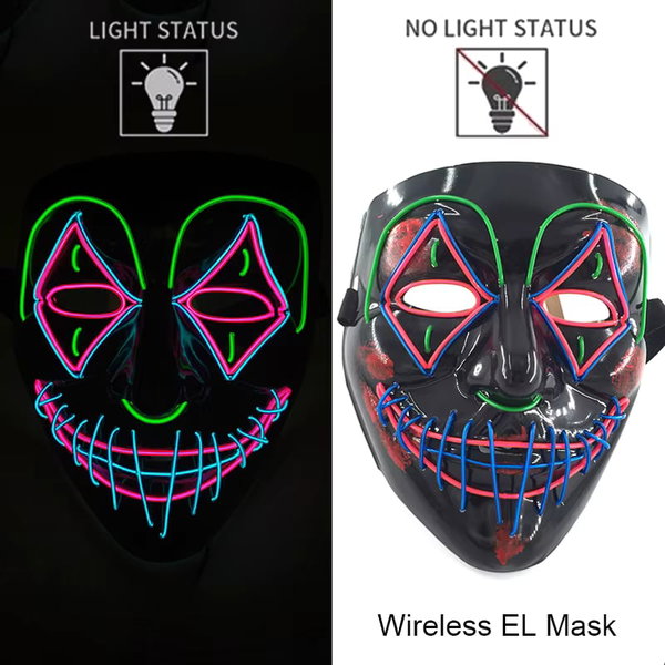 Maska LED neonowa straszna żółta – style 5