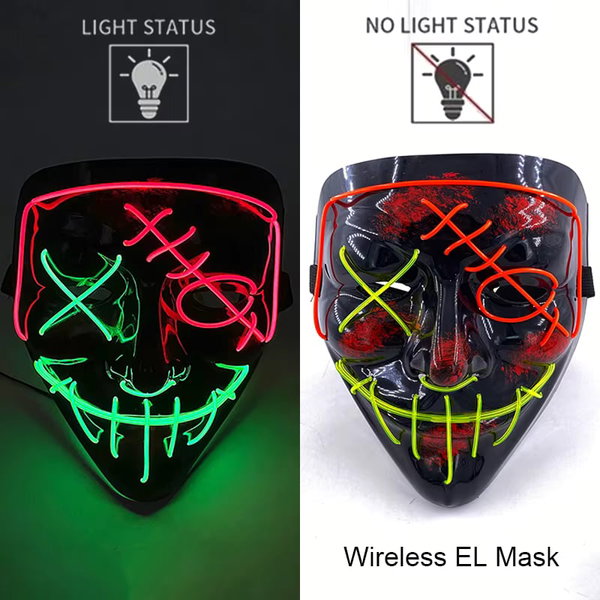 Maska LED neonowa straszna żółta – style 10