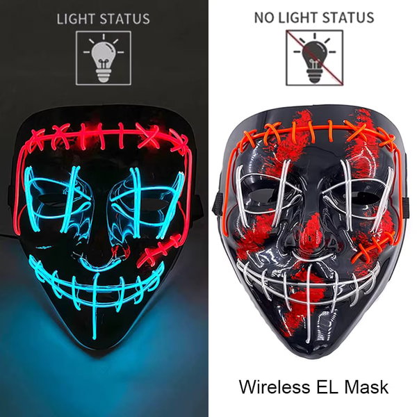 Maska LED neonowa straszna żółta – style 14