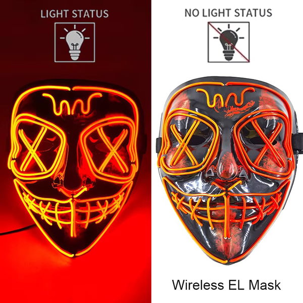 Maska LED neonowa straszna żółta – style 19