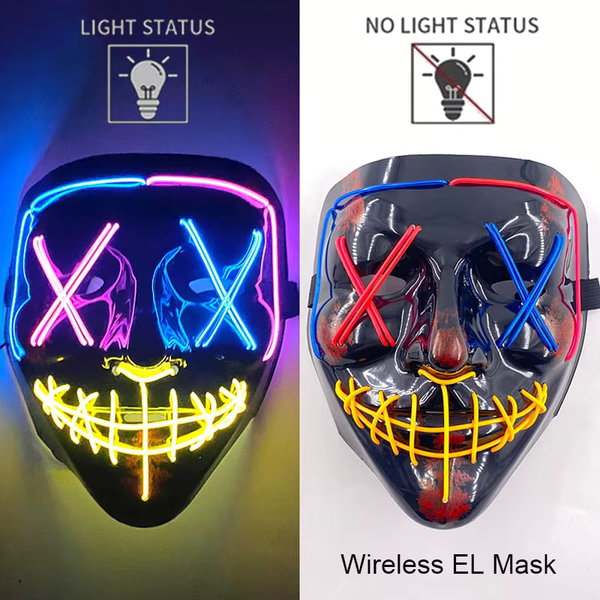 Maska LED neonowa straszna żółta – style 22