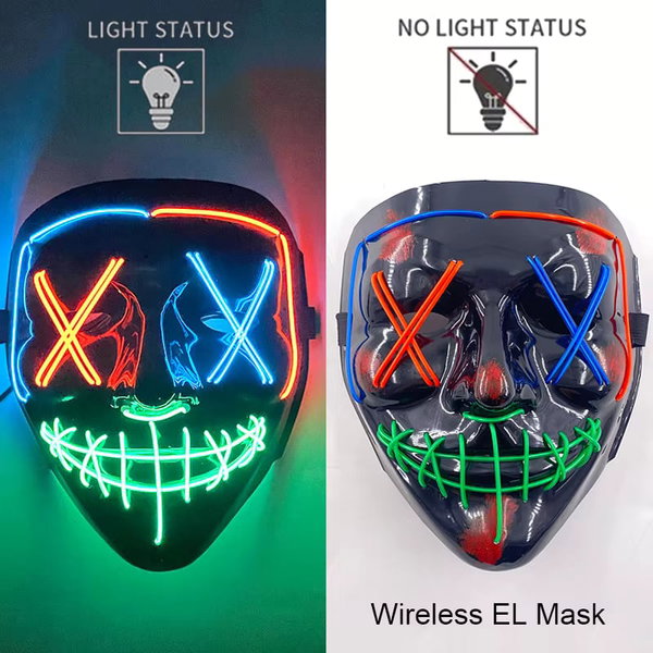 Maska LED neonowa straszna żółta – style 23