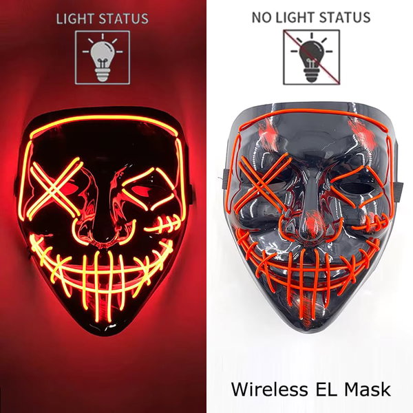 Maska LED neonowa straszna żółta – style 25
