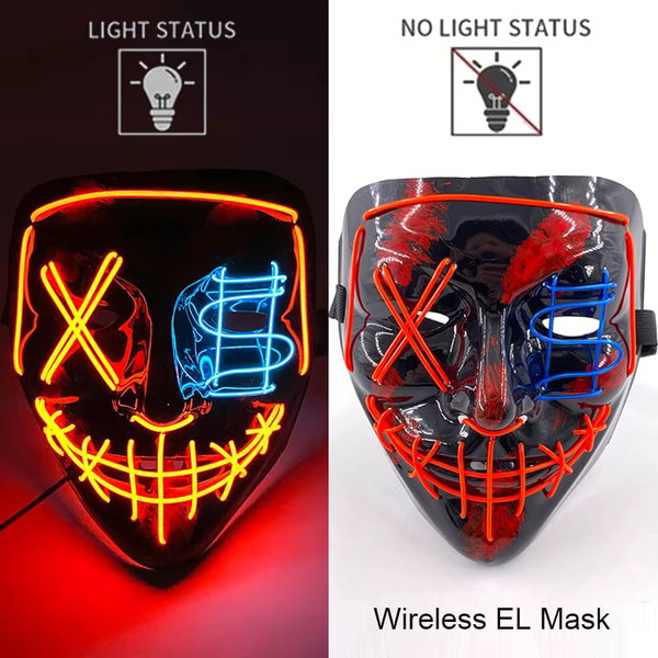 Maska LED neonowa straszna żółta – style 28