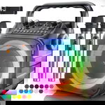 Karaoke Zestaw Bluetooth Głośnik Dwa Mikrofony Światła Party