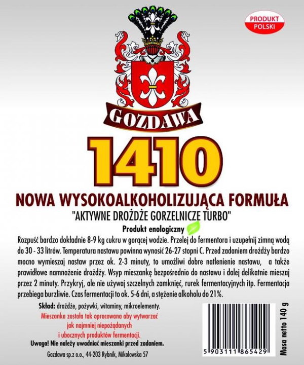 Drożdże gorzelnicze 1410