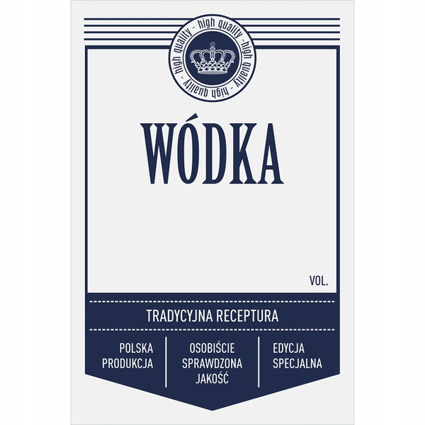 Etykiety samoprzylepne 60x90 mm na butelki, wódkę, białe, 20 szt.
