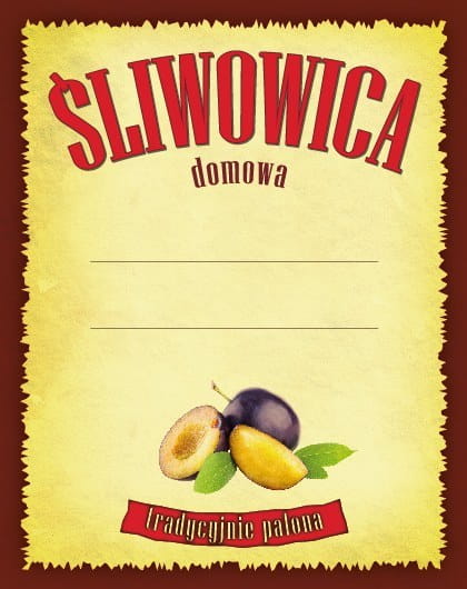 Etykieta ŚLIWOWICA DOMOWA TRADYCYJNIE PAL 10 sztuk