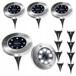 4 x Lampa Solarna Ogrodowa Dysk Lampki Led Gruntowe Czujnik Zmierzchu 8 Led