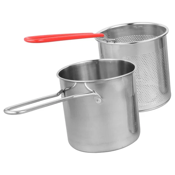 Mini Garnek z Koszem Frytkownica do Smażenia Głębokiego Frytek Uniwersalny Stal