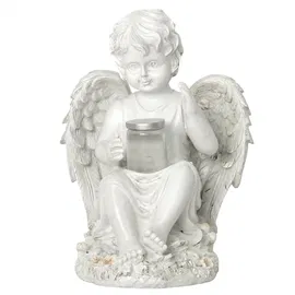 Figurka Świecznik Dekoracja Posążek Aniołek Solarny Led do  Ogrodu na Grób 18cm