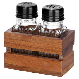 Solniczka i pieprzniczka ze stojakiem 3 el.